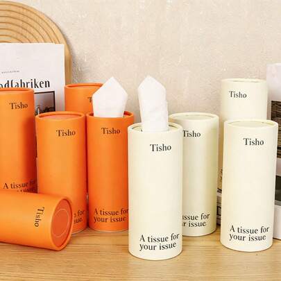 1pc Car Tissue Box, Cylindrical Tissue Holder Suitable For Car Cup Holder. Perfect For Kitchen, Desk, Home, Travel, And Adds A Fashionable Touch To Your Car Interior. Suitable For Household Use.