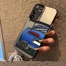 Blue Sports Car Pattern Phone Case For 25 S24 S23 S22 S21 S20 FE Ultra Plus 4G 5G Anti-Drop Matte Back Cover - màu đen - Xem 3