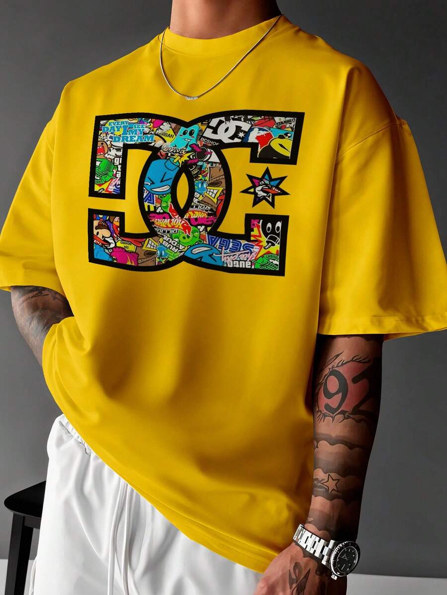 Basic DC Collage Unisex T-Shirt DTF Ref4227 - Yellow - View 1