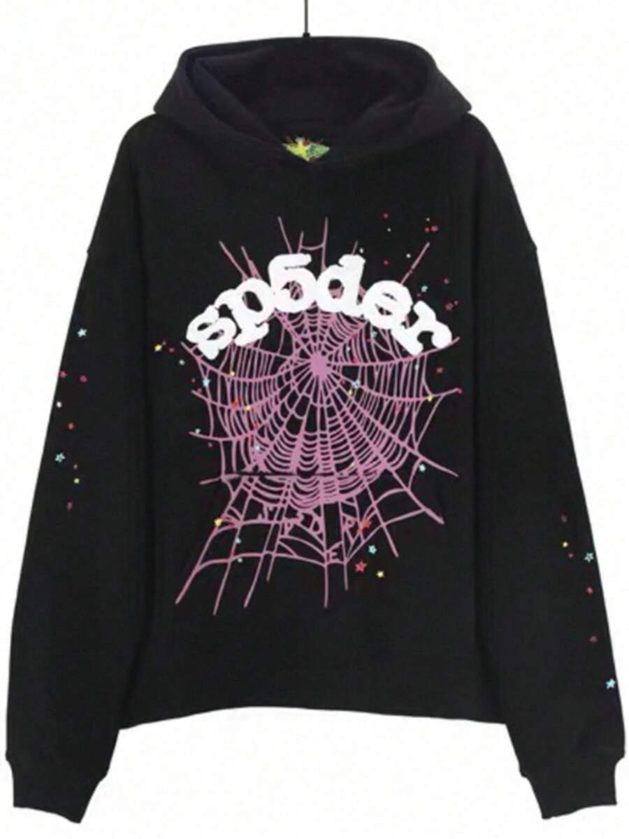 Single Piece All Winter Fall Loose None Halloween Christmas Thanksgiving Day Spider Web Pattern Zip Hoodies Men Hooded Sweatshirt Leisure Loose Fit Essential Hoodies Christmas Gifts For Bf Winter Outfit - Black 03 - View 1