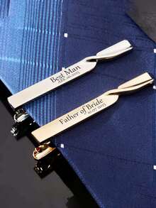 Personalized Engraved Men's Tie Clip - High Personalization Tie Clip: Stainless Steel Letter Combination Tie Clip, Groomsman Gift, Valentine's Day, Father's Day Or Gift To Friends And Family, Christmas, Halloween, Anniversary, Birthday Gift, New Year Gift, Wedding Party Gift - Section 6 - View 2