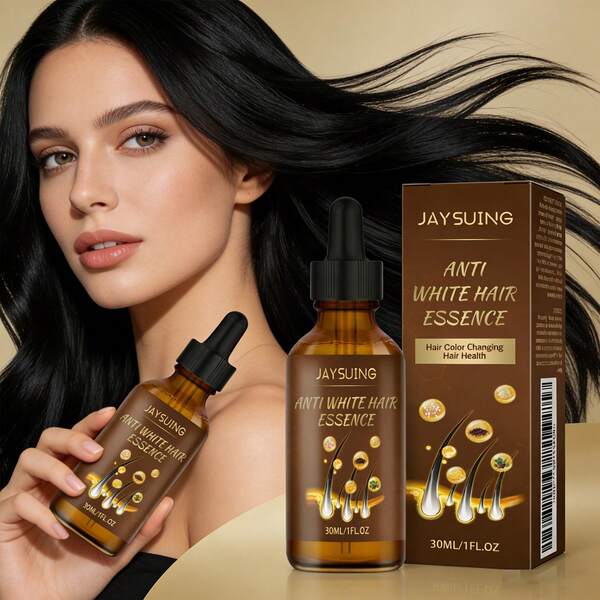 JAYSUING Esencia de cabello negro, cuidado del cuero cabelludo, masaje hidratante, líquido para el cabello, esencia de cabello negro