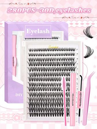 280 lösögonfransar - Med D-formad böjning, tillverkade av fibermaterial, sitter de naturligt och tätt, följer den naturliga kurvan hos riktiga ögonfransar, vilket förstärker effekten av ögonmakeup. Du kan välja mellan lila och vit förpackning. Presentförpackningen kan användas som present och är mer populär bland kvinnor. Den är inte bara lämplig som present utan även för dagligt bruk. De är enkla och snabba att använda.