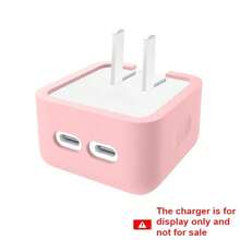 适用于苹果35W双USB-C端口小型电源适配器/充电器的硅胶保护套，提供全方位保护和增强安全性（不含充电器） - 粉紅色 - 查看 2