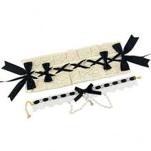 2pcs Gothic Lolita Style Headband + Choker Set, For Cosplay, Party, Photography, Lolita Dresses, Gothic, Elegant Headband With Intricate Lace Details, Women Headdress