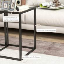 Set Of 2 Stackable Side Tables/Coffee Tables With Steel Legs, Modern Design For Living Room, Black - Black - View 7