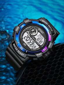 Bộ đồng hồ thể thao ngoài trời dành cho nam, bao gồm đồng hồ phối màu gradient, dây chuyền, vòng tay và nhẫn, mặt số lớn, hiển thị kỹ thuật số, chức năng bấm giờ và hiển thị ngày, phù hợp cho học sinh, giáo viên, quà Giáng sinh và sử dụng hàng ngày, một món quà đồng hồ điện tử lý tưởng. - Nhiều màu - Xem 8