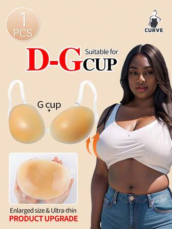 New Lift-Up Ultra-Thin Comfort Upgraded Plus Size Women's Silicone Adhesive Invisible Bra With Shoulder Straps, Cleavage Style