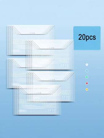 20pcs A4 Large Capacity Snap Button Document Bags, Student File Organizer Folders, Office File Folders