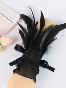 Faux Feather Decorative Gloves Carnival Party Costume Accessories Masquerade Show, Festival Party Dance Performance Costume Accessories - A - View 5