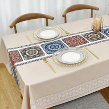 Zobesta - Manteles de vinilo cuadrado impermeable mantel de plástico de PVC impermeable mantel de vinilo pesado para cocina comedor y fiesta 139.7 x 139.7 cm 4 asientos beige - Beis - Ver 1