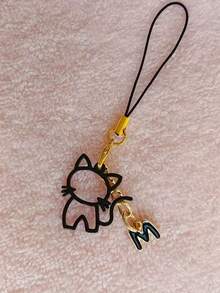 1PC Cat Holding Alloy Letter A-Z Phone Pendant Keychain Bag Lanyard, Suitable For Decorating Various Phone Keychain Bags, Is An Excellent Gift For Valentine's Day, Weddings, Birthdays And Other Festivals - Multicolor - View 10