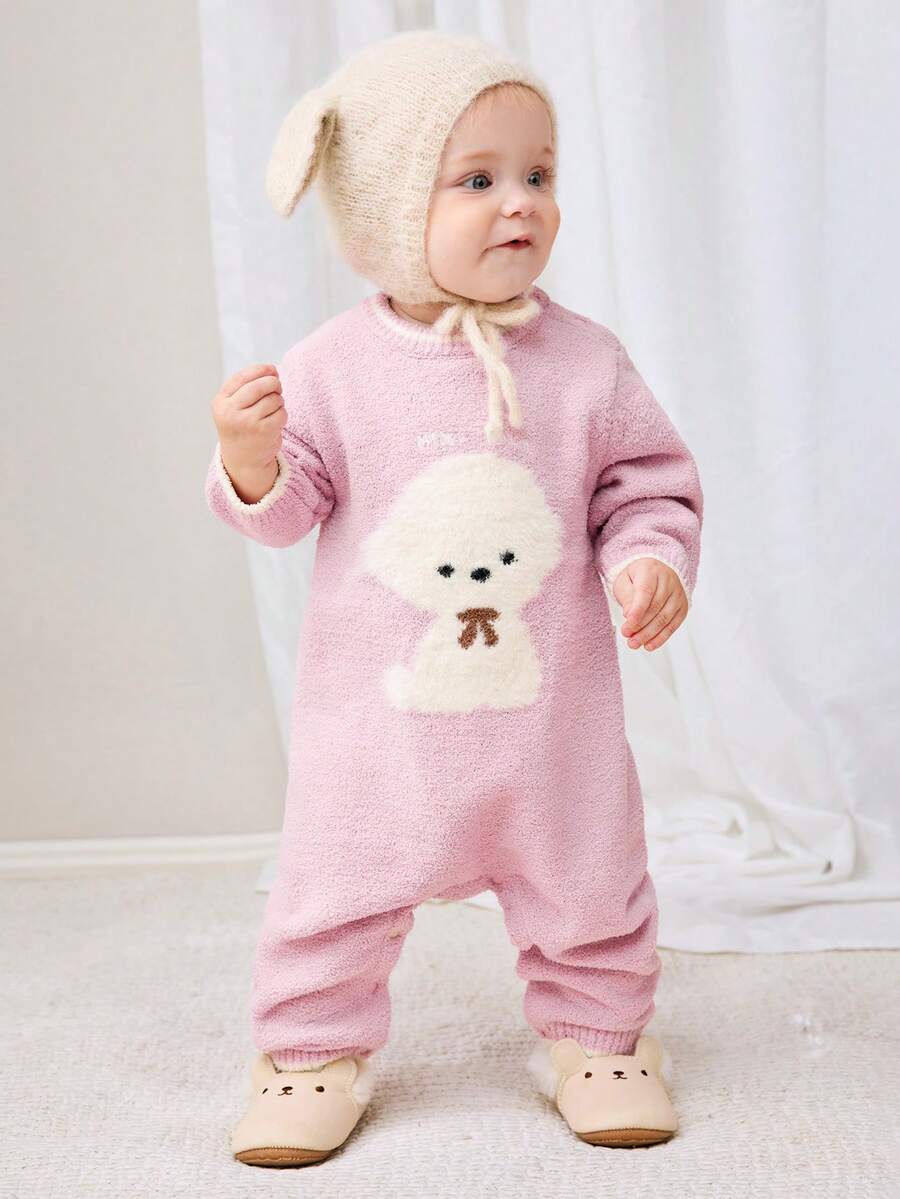 mini bala Newborn One-Piece Jumpsuit, Soft Cozy Warm Cute Design For Fall Winter - Rubber Powder - View 1