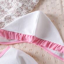 Autumn/Winter Baby Girls' Round Neck Patchwork Embroidered Letter Long Sleeve Romper - White - View 8