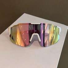 2025 New High-End Blue, Green, Red Lens Unisex Oversized Outdoor Sports Anti-Sweat Safety Cycling Fashionable Glasses, Casual PC Lens Decorative Glasses, Suitable For Daily Leisure And Life - Pink - View 2