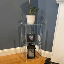 1pc Acrylic Modern Style Beverage Table, Suitable For Small Spaces, 10-Inch Square, Transparent Side Table/Coffee Table, Applicable For Living Room, Next To Sofa, Easy To Assemble - Transparent - View 1