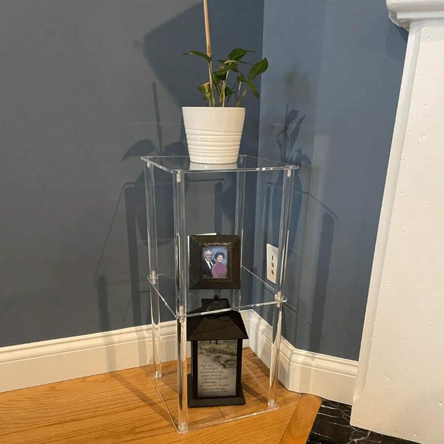 1pc Acrylic Modern Style Beverage Table, Suitable For Small Spaces, 10-Inch Square, Transparent Side Table/Coffee Table, Applicable For Living Room, Next To Sofa, Easy To Assemble - Transparent - View 1