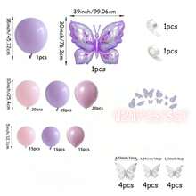 Bộ 121 bóng bay hình bướm màu tím oải hương | Bướm tím kết hợp với bóng bay màu hồng nhạt và hồng, thích hợp trang trí phông nền cho đám cưới mùa xuân/Ngày lễ tình nhân/Sinh nhật/Tiệc mừng em bé. - Nhiều màu - Xem 3