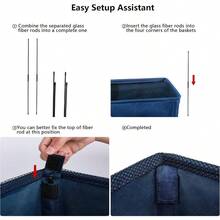 Odonata Cesto De Ropa Sucia Delgado con Asas Cesto De Ropa Sucia Plegable Cesto De Ropa Sucia Fino Bolsa De Ropa Sucia Estrecha Cesto De Ropa Sucia Plegable De 45L Azul Marino - Azul marino - Ver 3