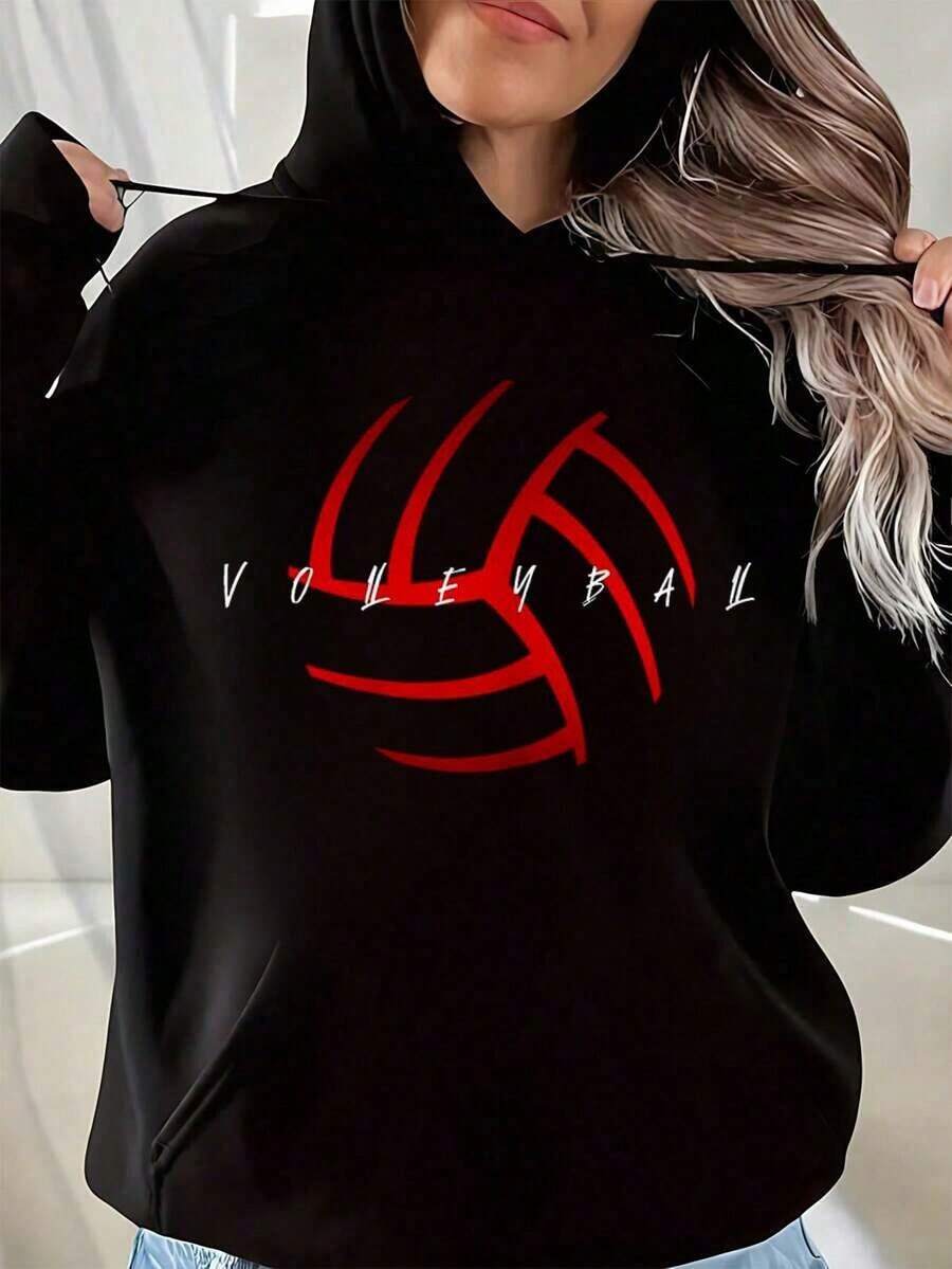 Hoodies For Womenhoodie100% Cotton Volleyball Apparel - Volleyball  Graphic Hoodie Women Winter Clothes WomenLoose And Comfortablehoodies For Women  Clothes Clothes - 黑色 - 查看 1