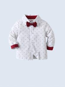 BOARNSEORL 男童三件套绅士套装：白色衬衫配领结、红色马甲和裤子，时尚百搭，适合生日派对、宴会、婚礼、满月/新年庆祝活动等场合。 - 紅色 - 查看 8