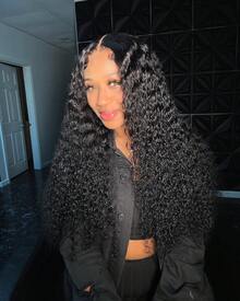 42 Inch Kinky Curly Lace Front Wigs Human Hair 13x4 Jerry Curly Wig Human Hair 200% Density Wet And Wavy Lace Front Wigs Human Hair Pre Plucked Deep Wave Wig For Women With Baby Hair - Natural Black - 查看 4