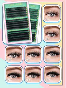 Bộ 300 sợi mi giả dạng chùm, 3 kiểu, tự nối mi, kiểu D-Curl Flare, kèm keo dán, mi giả 3D màu gradient tự nhiên 10-16mm, siêu mềm mại và nhẹ, mềm mịn, làm thủ công, có thể tái sử dụng - Lý tưởng cho sử dụng hàng ngày, hẹn hò, tiệc tùng, đám cưới, chụp ảnh và nghệ thuật nối mi. - màu đen - Xem 2