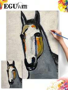 1 Set Pintura personalizada por número DIY, caballo abstracto, perfecto para la decoración del dormitorio y la decoración artística de la pared, el mejor regalo para un amigo