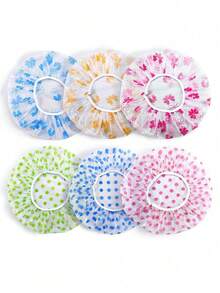 1pc Different Styles Of Shower Cap Sets, Colored Shower Caps Are Reusable, Waterproof, With Elastic Band Design, Adjustable To The Appropriate Size To Prevent Hair From Getting Wet During Showering. It Is Designed Specifically For Women And Is Suitable For Saunas, Bathtubs, Hair Products, And Hair Salons. It Is An Essential Accessory For Beauty Travel - Nhiều màu - Xem 7