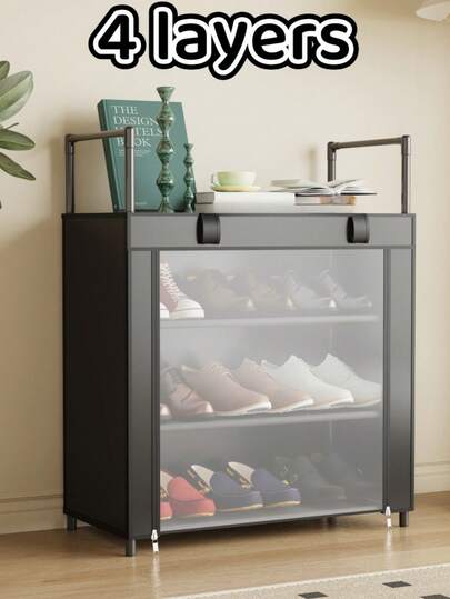 4-5 Tier Dustproof Shoe Rack With Transparent Door, High Capacity Shoe Organizer And Stylish Home Shoe Cabinet For Living Room And Bedroom, Space-Saving Footwear Storage Solution With Clear Door Panel, Multi-Compartment Organizer For Seasonal Footwear, Clutter-Free Entryway And Wardrobe Storage For A Fresh Home Refresh