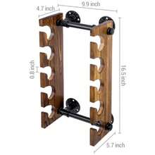 MyGift Urban - Organizador industrial para colgar en la pared con soportes colgantes de madera quemada maciza y montaje en tubo de metal realista 10 ranuras para colgar gorras de béisbol - Maderaquemadanegro - Ver 5