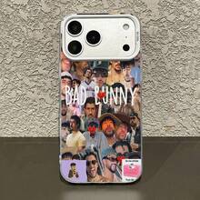 Mosaico de  con caras y corazones repetidos. Esta elegante funda es compatible con los modelos  16, 15, 14 Pro Max, 13, 12, 11, XR y XS Plus. Fabricada en silicona TPU, ofrece protección contra golpes y caídas, además de una sensación superior. Es un regalo ideal para familiares, amigos y seres queridos, y una opción perfecta para Navidad. - Plateado - Ver 4