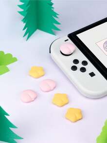 GeekShare 4个星形和桃形底部设计的硅胶摇杆拇指握把帽，适用于Switch/OLED/Switch Lite - 粉黃 - 查看 6
