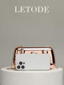 LETODE Rhinestone Jewelry Set Bling Necklace Earrings Bracelets Set For Women Evening Clutch Bag Bridal Wedding Evening Bag Acrylic Rose Gold Plating Handbag Fashion Metal Decoration Purses For Women Prom With Detachable Metal Chain For Wedding And Party Shoulder Bag For Women Clutch Purses For Ladies Bag Women's Handheld Evening Bag Versatile Handheld Bag Cocktail Party Wedding New Wallet Banquet Bag - Rose Gold - View 9