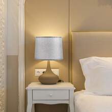 مصباح مكتب بغطاء أسطواني، غطاء مصباح كتان متوسط الحجم سهل التركيب، مناسب لمصابيح المكتب والأرضية