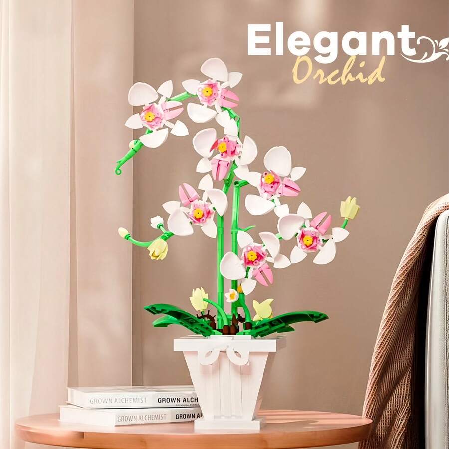 700+片兰花积木套装，3D兰花积木模型拼装，逼真兰花积木玩具，创意兰花积木花束，创意花卉兰花积木套装，DIY减压积木手工玩具，家居装饰摆件节日创意礼物 - 蘭花積木拼裝玩具 - 查看 1