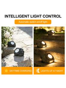 Solar Powered Buried Lights, Outdoor Garden Decorative Fake Stone Lights, Natural Style Waterproof Atmosphere Night Lights, Solar Powered Automatic Lighting, Yard Landscape Lights, Rock Shaped Buried Lights, Lawn Fake Mountain Hidden Lighting, Outdoor Landscape Natural Style Decorative Lights