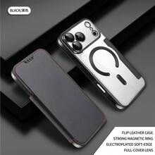 1pc Magnetic Adsorption Flip Full Coverage Transparent Protective Case With Card Slot, Anti-Drop, Compatible With Apple 17 Pro Max - Black - View 8