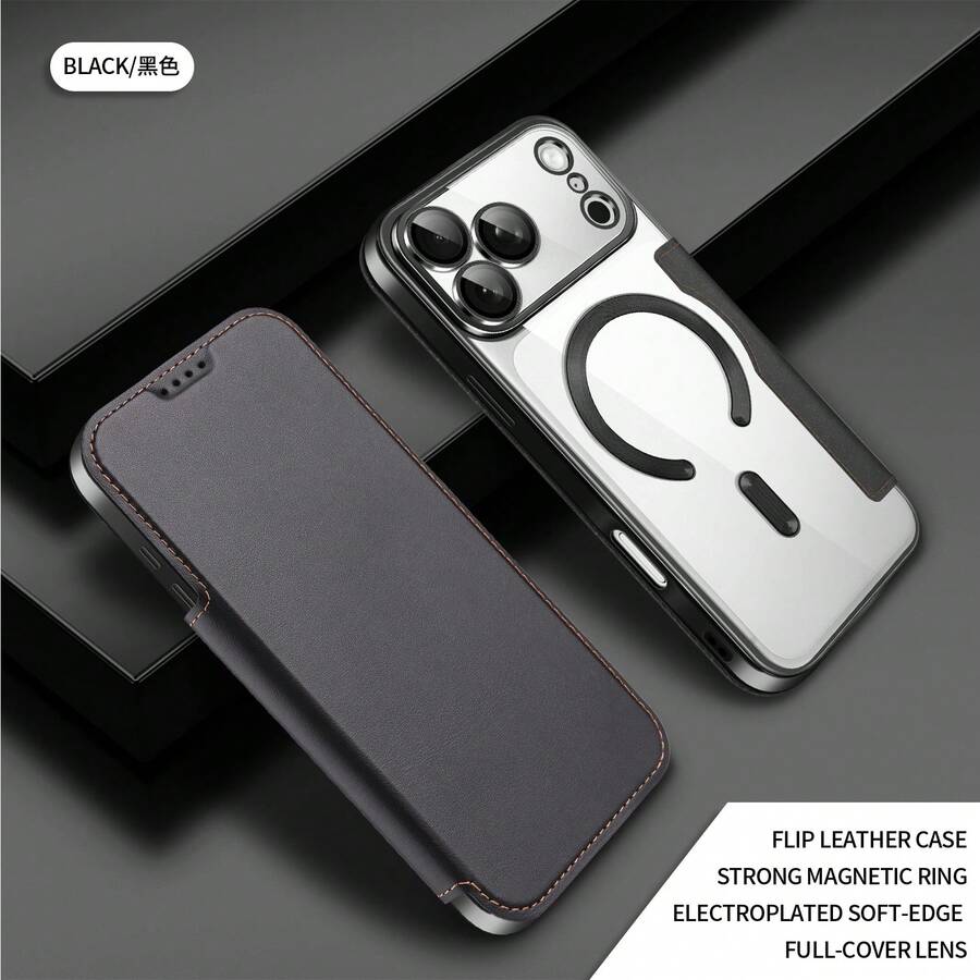 1个磁吸式翻盖全包透明保护壳，带卡槽，防摔，兼容苹果17 Pro Max国际版，非国内版