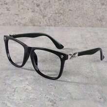 1pc Vintage Square Frame Glasses For Men And Women, Non-Prescription Eyewear, PC Lens And Frame, , Includes Cleaning Cloth, Perfect Photo Props, And Fashion Accessories, Perfect Birthday Gift, Fashion Accessories,Hair Tools,Hair Items,Travel Essential,Travel,Barber,Hairstylist,Barber Accessories,Valentine's Day,Hair Supplies,Hair Stylist,Barbershop,Salon,Vacation Essentials,Hair Products,Barbershop,Valentine's Gift,Travel Essentials For Women,Hair Stylist Tools - 黑色 - 查看 3