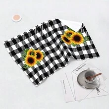 2/4 Pcs Sunflower Plaid Pattern Printed Super Absorbent Microfiber Dish Towels, Suitable For Cooking, Baking, Washing Dishes, Cleaning, Kitchen Decor, Gifts For Neighbors, Mothers, Birthdays, Housewarming For Friends, Kitchen Essentials, Daily Necessities - Multicolor - View 9