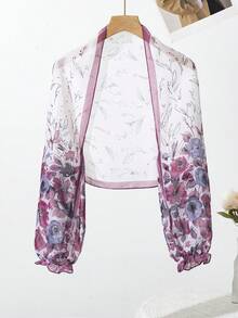 1pc Outdoor UV Protection Arm Sleeve, Lightweight Floral Print Shawl For Cycling, Driving, Summer - Multicolor - View 9