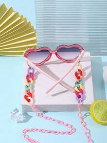 1件装 男孩女孩 9-12岁 聚碳酸酯心形镜框 儿童时尚眼镜 精致闪亮 适合户外活动、节日礼物。 - 彩色 - 查看 4