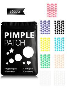 2160片星形和圆形面部贴纸 - 无香料、无防腐剂、男女通用、适合所有肤质、无香料、无酒精、无其他成分、温和不刺激，用于面部装饰，用可爱的贴纸遮盖和装饰瑕疵，趣味卡通贴纸，防水防汗迷你贴纸，适合派对、办公室和其他场合，护肤祛痘隐形贴片 - 彩色 - 查看 9