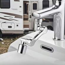1 szt. Obrotowa dysza do kranu łazienkowego 1080°, srebrny wzór, oszczędzająca wodę, odpowiednia do przedłużenia kranu kuchennego, ramię robota umywalkowego, akcesorium do remontu domu, pasuje do kranu łazienkowego w kamperze - Wielokolorowe - Zobacz 4