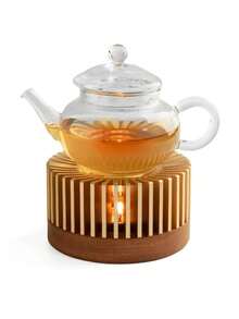 铝合金空心框架茶壶保温器，带可拆卸木质底座，适用于室内外加热茶、咖啡、牛奶、食物，兼具装饰功能。 - 彩色 - 查看 5