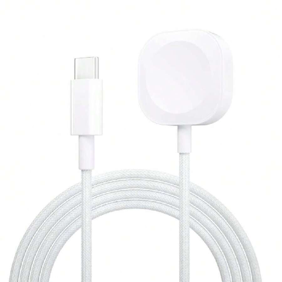 Cargador para Apple Watch Cargador USB C 1m, Cable Magnético de Carga Rápida Cargador Trenzado de Nailon para Apple Watch Series 9/8/7/6/5/4/3/2/1/SE/Ultra/Ultra 2, Blanco,36837318 - Negro - Ver 1