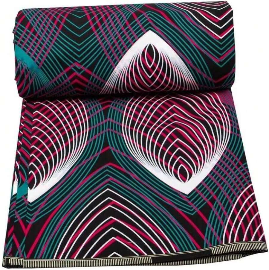 African Fabric 100% Cotton Ankara Wax Print Fabric 6 Yards Cloth For Party Dress - ColorT - 查看 1