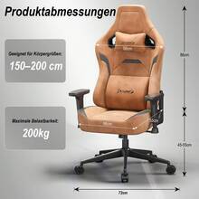 Cadeira Gamer Ergonômica Devoko Com Acabamento, Apoio De Braço 3D, Almofada Lombar E Encosto De Cabeça Em Espuma Viscoelástica, Capacidade Máxima De Carga De 200 Kg, Encosto Ajustável (90-135°) - Laranja Coral - Ver 9