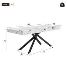 Extendable Dining Table, 140/180*80 Cm, Suitable For 6-8 People, Rectangular Shape, Thickened Tabletop, Metal Legs, Simple Style, Table For Dining Room, Kitchen, Living Room, White